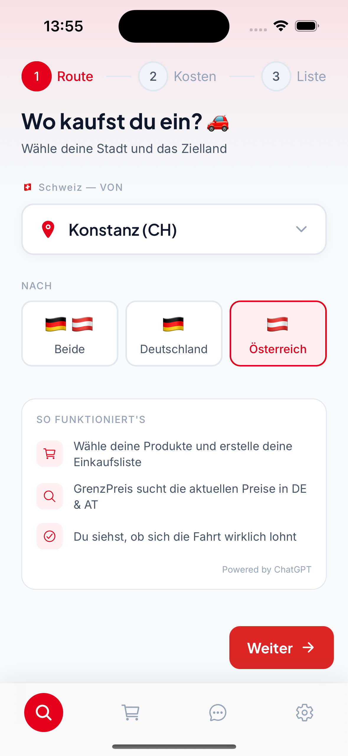 Route & Zielland